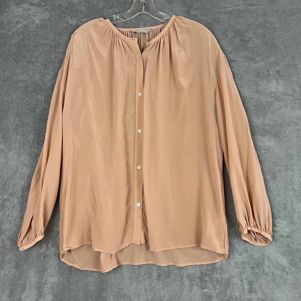 Everlane Clean Silk Shirred Blouse Womens XL Dusty Pink Minimalist Quiet Luxury